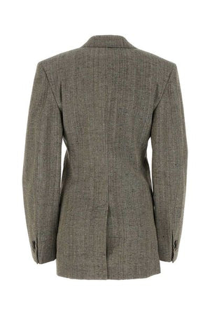 BOTTEGA VENETA Raffia Single Breasted Blazer in Beige for Women