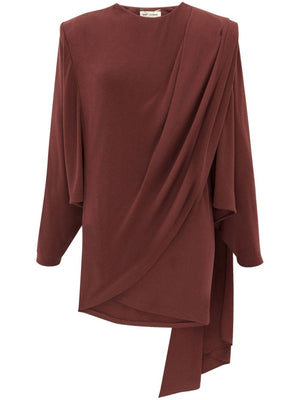 Đầm len Bordeaux Draped Wool Mini cho nữ từ bộ sưu tập FW23