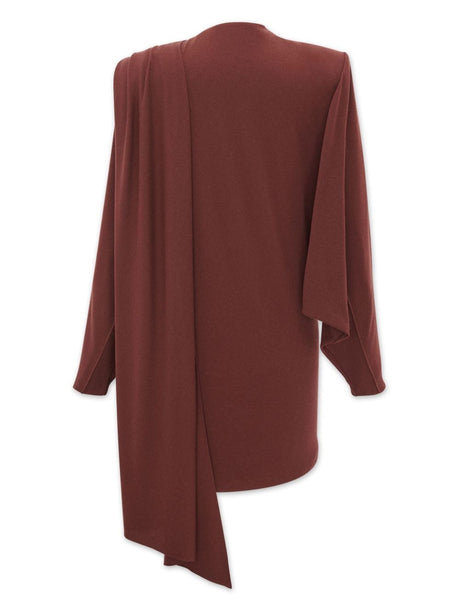Đầm len Bordeaux Draped Wool Mini cho nữ từ bộ sưu tập FW23