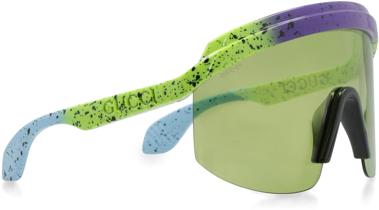 GUCCI Green Acetate Visor Sunglasses for Women - SS23 Collection