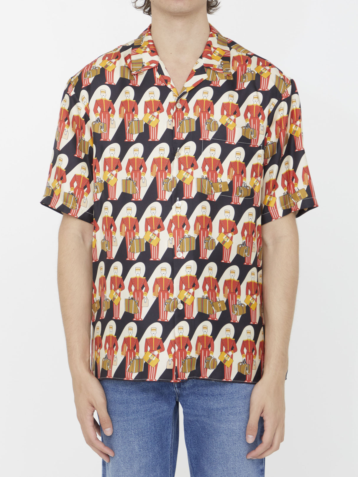 GUCCI Stylish Multicolored Printed Silk Shirt for Men