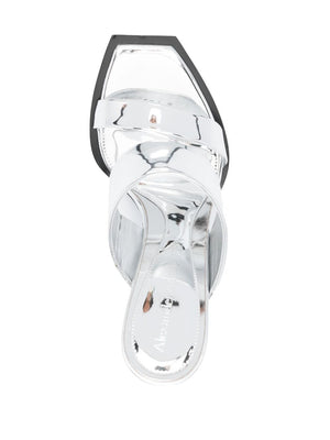 ALEXANDER MCQUEEN Silver Mirror Sandals for Women (FW23)