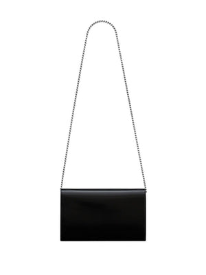 SAINT LAURENT Sophisticated Black Leather Crossbody Handbag with Silver Hardware - Perfect for On-the-Go!