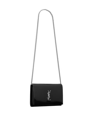 SAINT LAURENT Sophisticated Black Leather Crossbody Handbag with Silver Hardware - Perfect for On-the-Go!