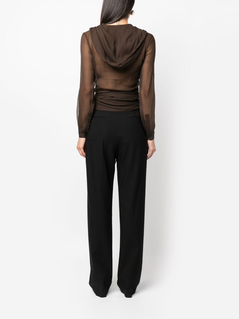 SAINT LAURENT Brown Organic Silk Hooded Blouse for Women