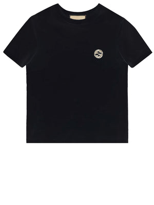 GUCCI Black Interlocking G Short-Sleeved T-Shirt for Women