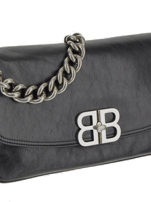 BALENCIAGA Elegant Black Soft Flap Shoulder Bag