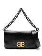 BALENCIAGA Soft Large Flap Leather Handbag with Gold Accents - 29.9cm