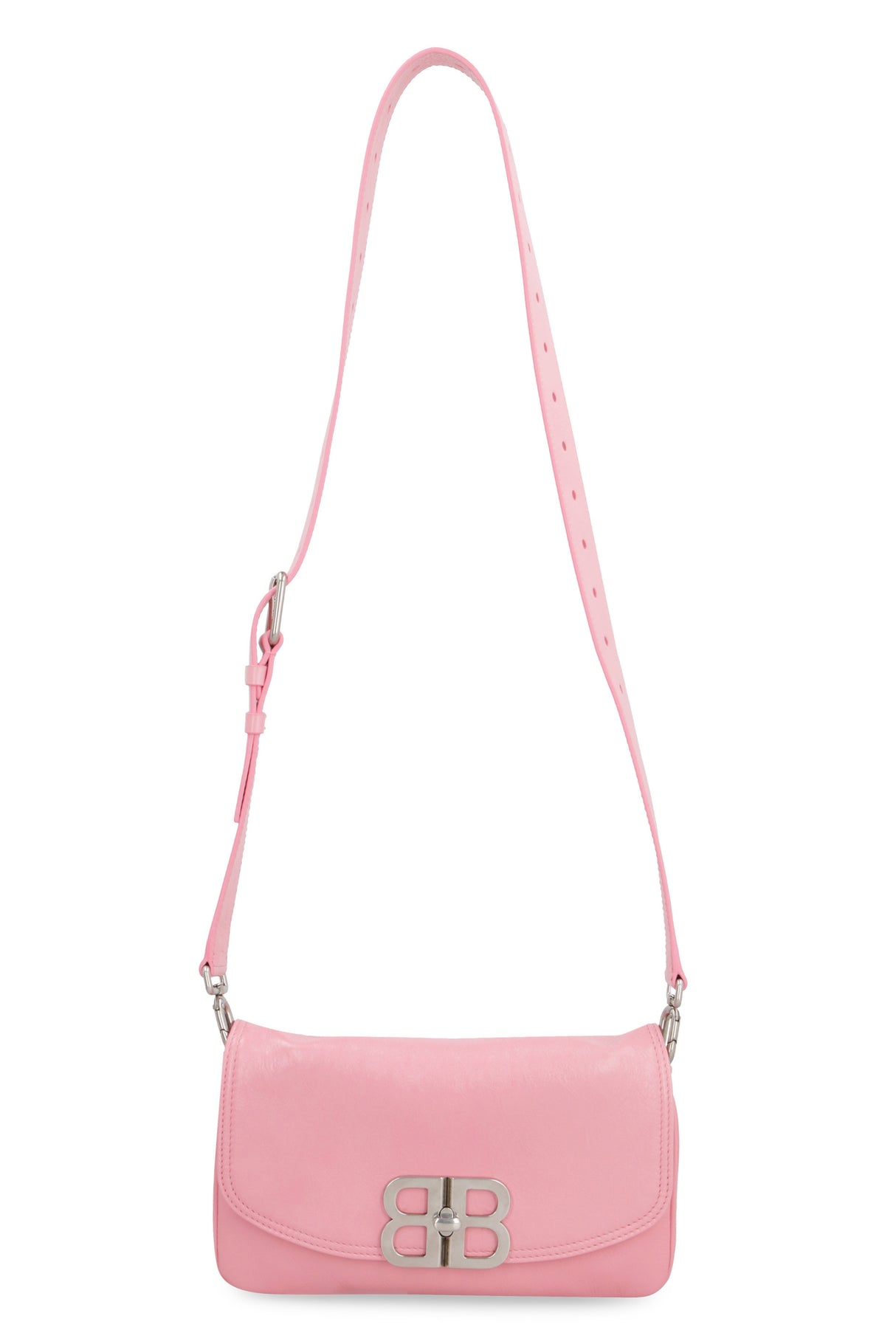 BALENCIAGA Soft Leather Crossbody Handbag | Flap Closure with Internal Zippered Pocket | Pink, FW23