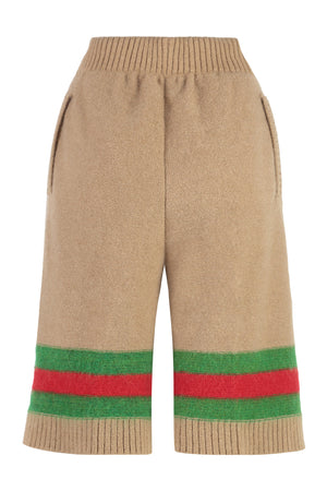 GUCCI Women's Knit Shorts with Green-Red-Green Detail in FW23 Collection