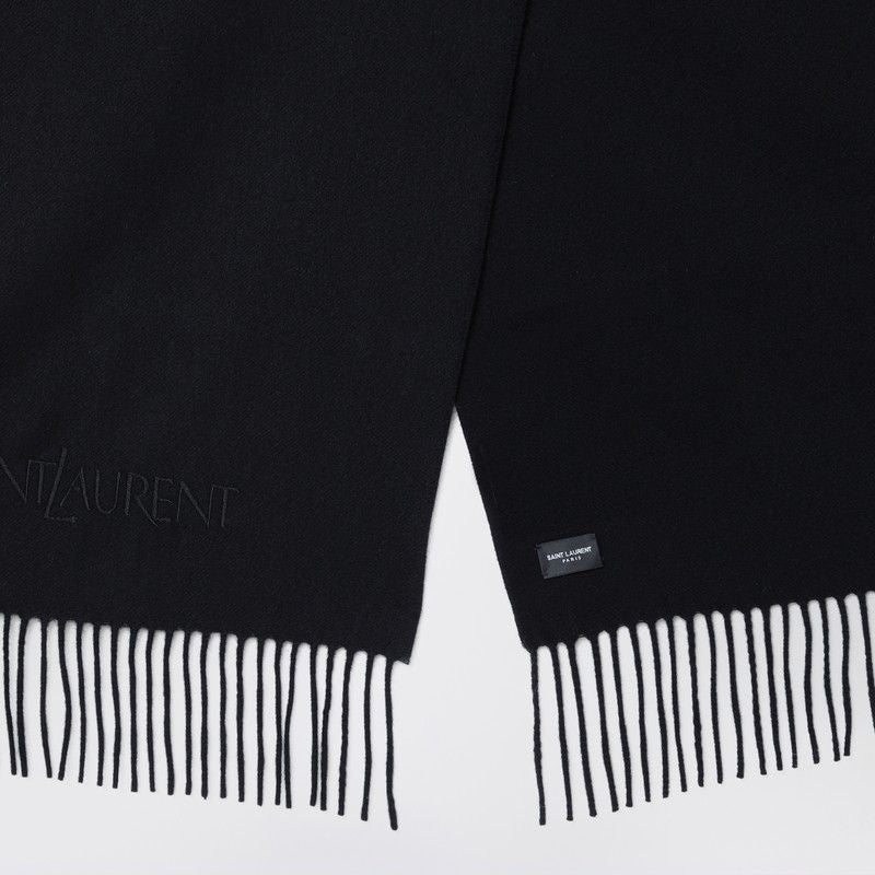 SAINT LAURENT  BLACK CASHMERE SCARF