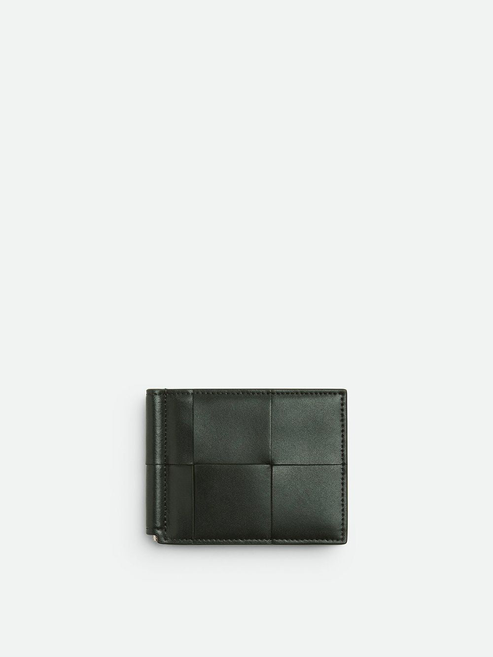 BOTTEGA VENETA Green Calf Leather Bill Clip Wallet for Men