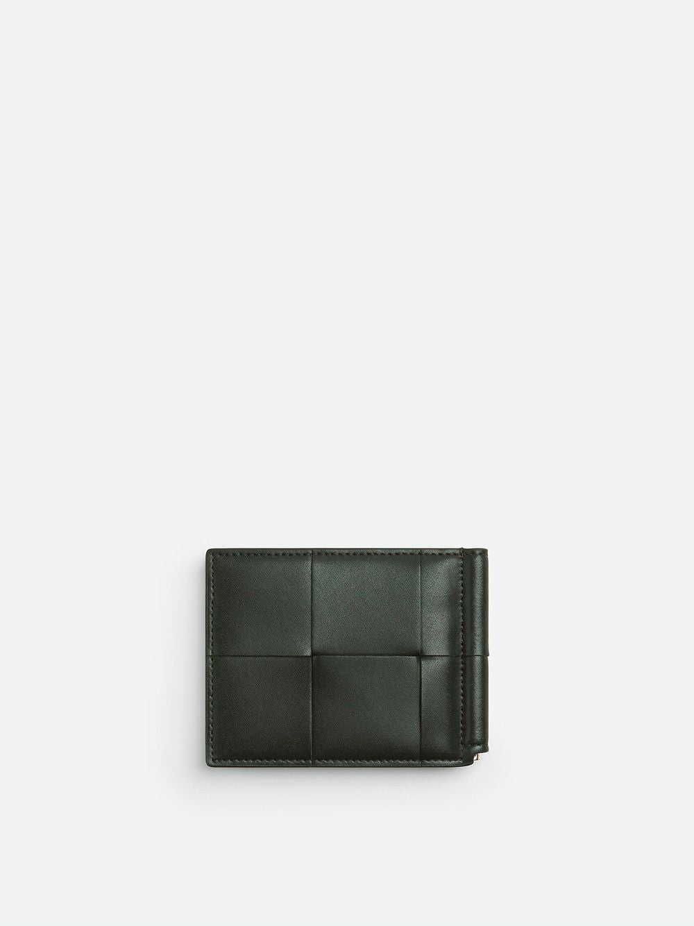 BOTTEGA VENETA Green Calf Leather Bill Clip Wallet for Men