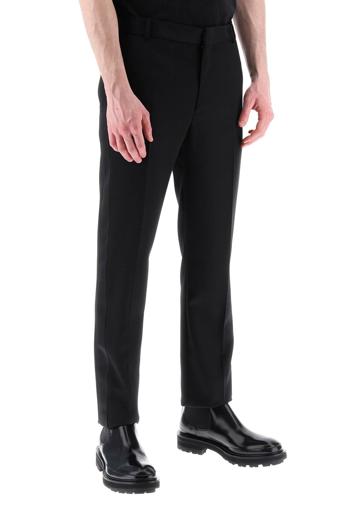 ALEXANDER MCQUEEN Black Smoking Pants in Pure Wool for Men