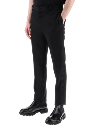 ALEXANDER MCQUEEN Black Smoking Pants in Pure Wool for Men