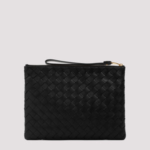 BOTTEGA VENETA Stylish Leather Flat Pouch Handbag for Women