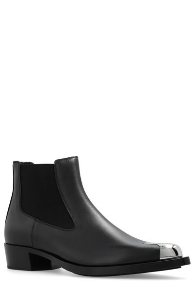 ALEXANDER MCQUEEN Punk Leather Chelsea Boots for Men - FW23 Season