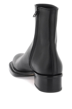 ALEXANDER MCQUEEN Black Leather Cuban Boots for Men