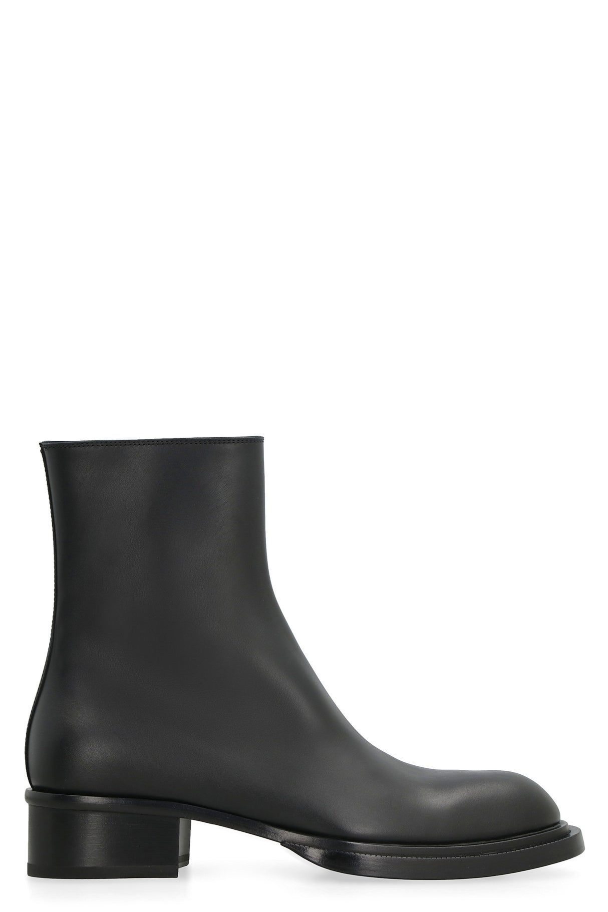 ALEXANDER MCQUEEN Black Leather Cuban Boots for Men