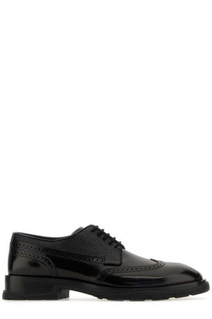 ALEXANDER MCQUEEN Men's Black Leather Derby Dress Shoes for FW23
