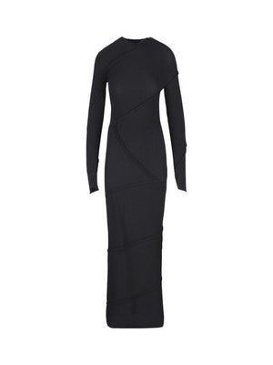 BALENCIAGA Women's Black Asymmetrical Ribbed Dress