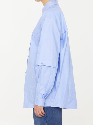 GUCCI Women's Light Blue Detachable Sleeves Shirt for FW23