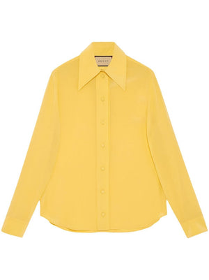 GUCCI Sunflower Silk Button-Up Blouse