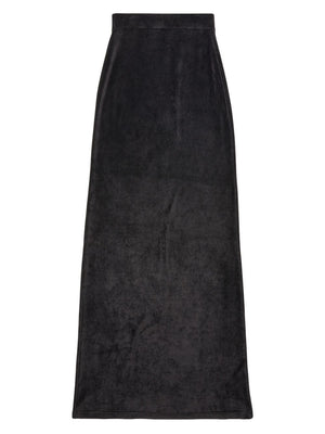 BALENCIAGA Black Velvet High-Waisted Maxi Skirt for Women