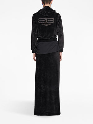 BALENCIAGA Black Velvet High-Waisted Maxi Skirt for Women