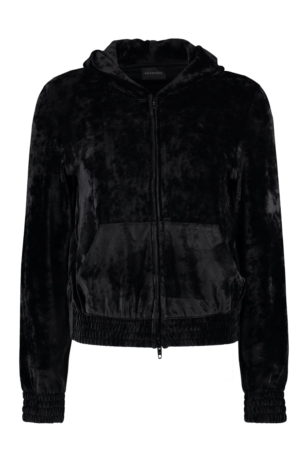 BALENCIAGA Black Fitted Paris Strass Zip-Up Hoodie for Women