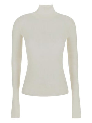 BOTTEGA VENETA Ribbed High Neck Sweater in Luxurious Wool, Silk, and Cashmere Blend