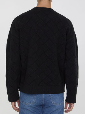 BOTTEGA VENETA Intrecciato Pattern Wool Blend Sweater - Regular Fit