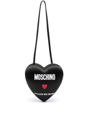 MOSCHINO COUTURE Luxurious Embroidered Leather Shoulder Handbag in Satin Black for Women