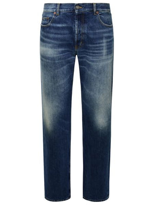 Quần Jeans Nam Xanh Dương Suông Đứng Thu Đông 23