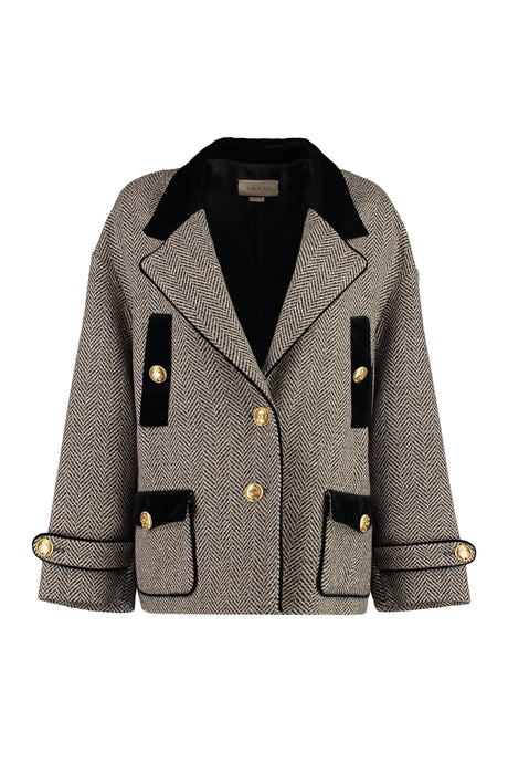 GUCCI Wool Blazer in Herringbone Tweed for Women