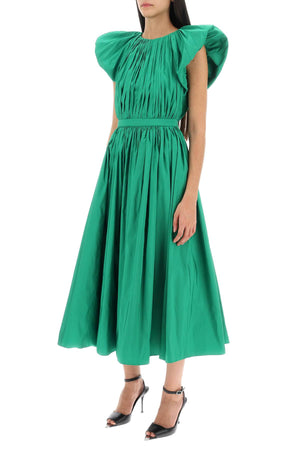 ALEXANDER MCQUEEN Green Pleated Open Back Midi Dress - FW23