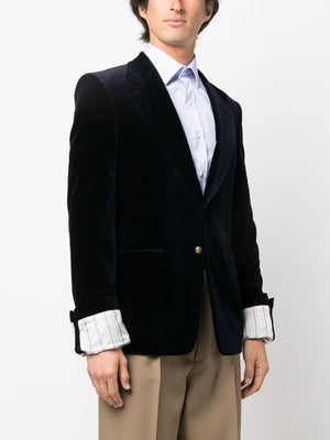 GUCCI Navy Blue Detachable-Sleeved Single-Breasted Jacket for Men in FW23