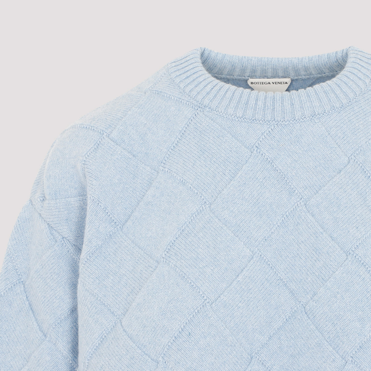 BOTTEGA VENETA Light Blue Crew-Neck Wool Sweater for Women