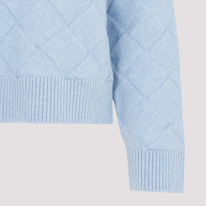 BOTTEGA VENETA Light Blue Crew-Neck Wool Sweater for Women