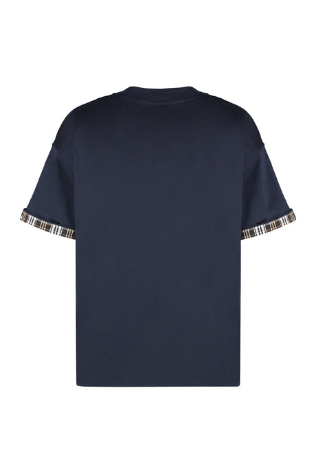 BOTTEGA VENETA Elegant Cotton Crew-Neck Tee with Check Lining