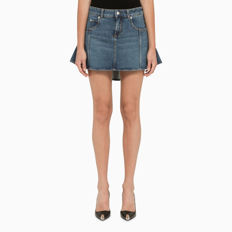 ALEXANDER MCQUEEN Stylish Denim Mini Skirt with Ruffle Detail