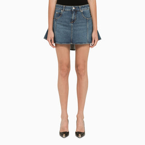 ALEXANDER MCQUEEN Stylish Denim Mini Skirt with Ruffle Detail