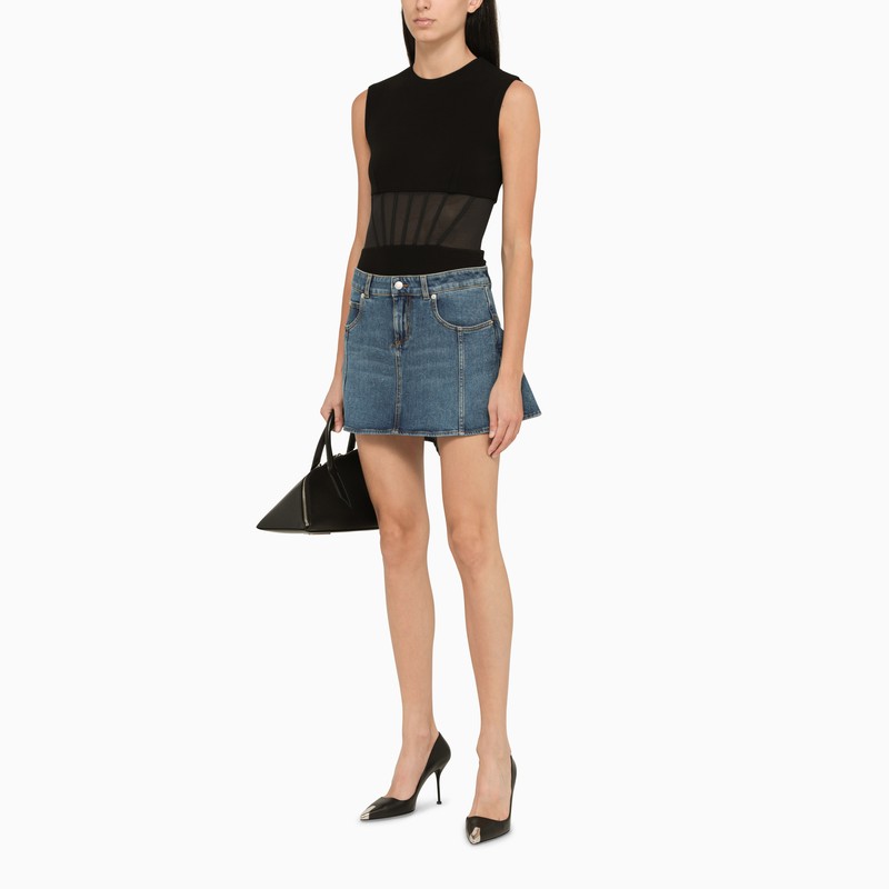 ALEXANDER MCQUEEN Stylish Denim Mini Skirt with Ruffle Detail