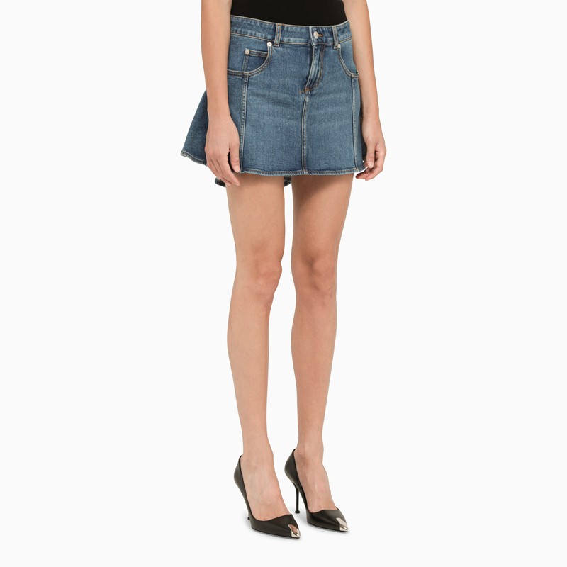 ALEXANDER MCQUEEN Stylish Denim Mini Skirt with Ruffle Detail