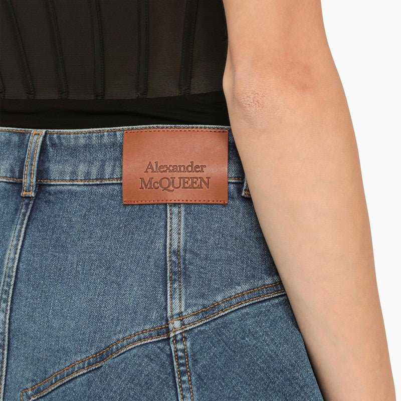 ALEXANDER MCQUEEN Stylish Denim Mini Skirt with Ruffle Detail