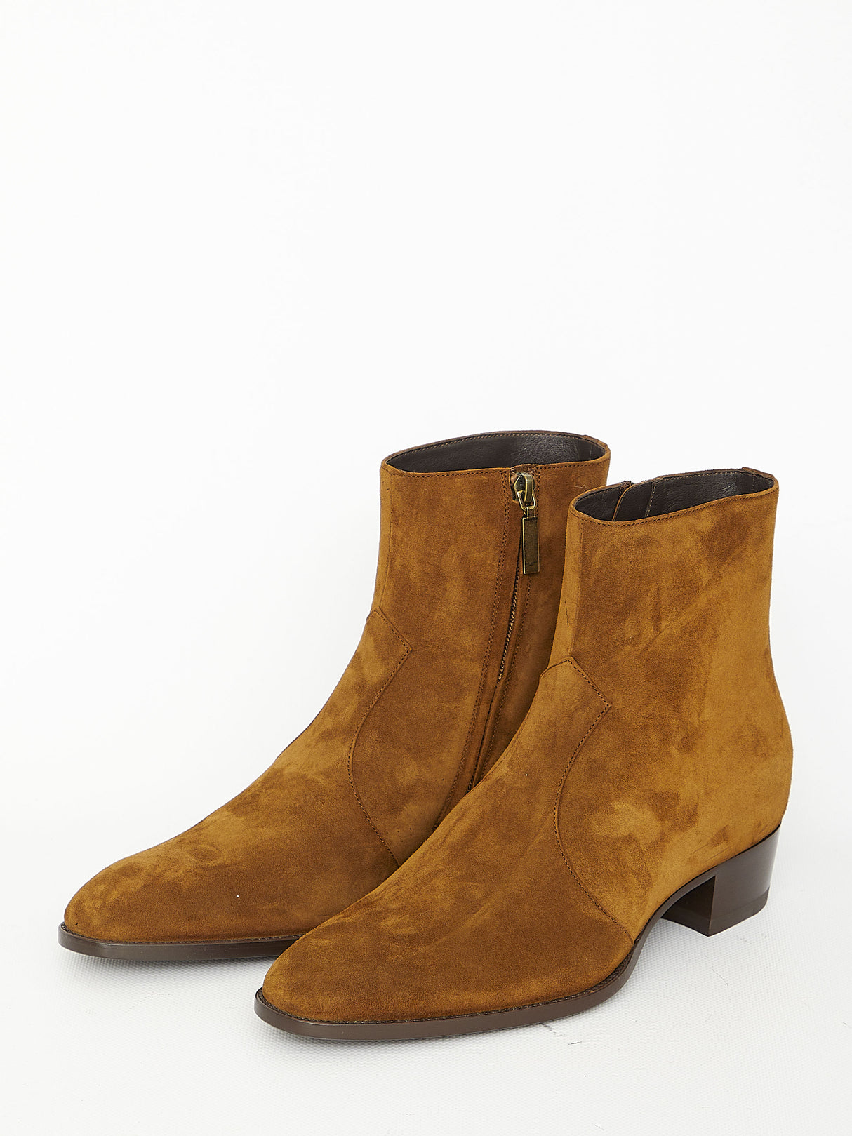 SAINT LAURENT Land-Coloured Suede Ankle Boot for Men