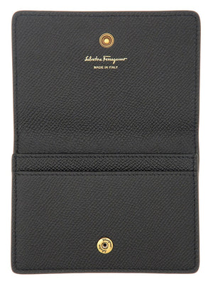 FERRAGAMO Mini Gancini Hook Leather Credit Card Holder