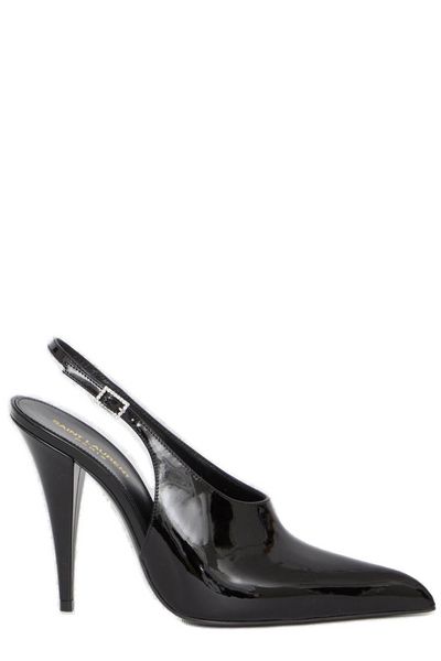 SAINT LAURENT Raven Pointed-Toe Slingback Pumps in Black for Women