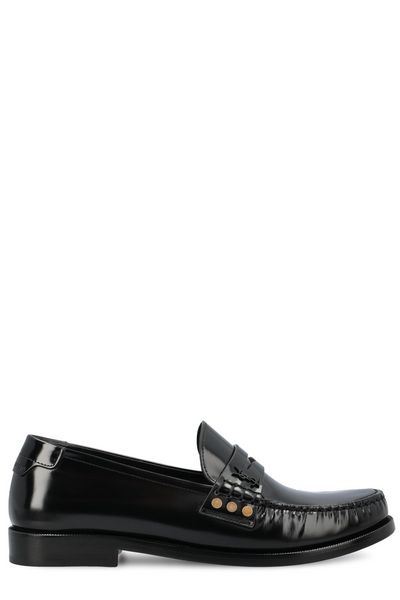 SAINT LAURENT Classic Black Leather Loafers for Women