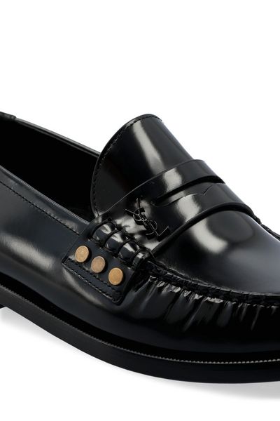 SAINT LAURENT Classic Black Leather Loafers for Women